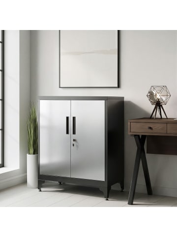 SONGMICS Aktenschrank Berend in Grau - (B)80 x (H)90 x (T)40 cm