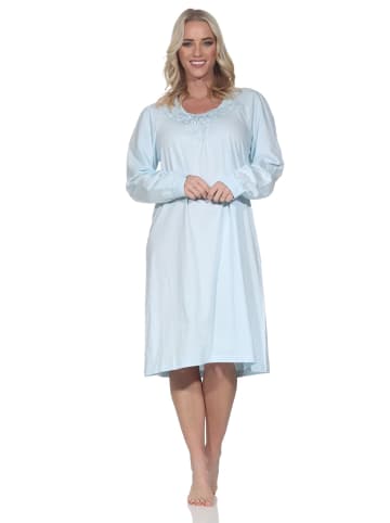 NORMANN Langarm Nachthemd Spitzenbesatz klassisches Design in vanille