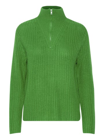 b.young Grobstrick Pullover Troyer Sweater mit Reißverschluss Kragen in Grün