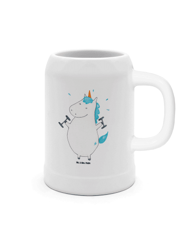 Mr. & Mrs. Panda Bierhumpen Einhorn Fitness ohne Spruch in Weiß