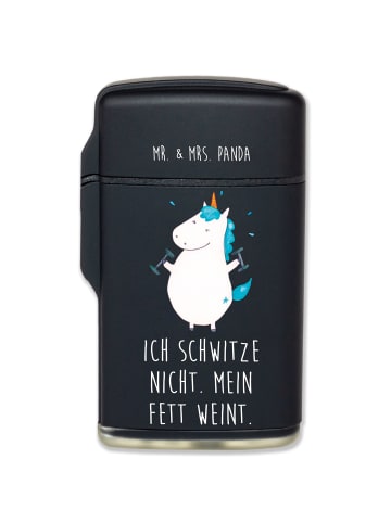 Mr. & Mrs. Panda Taschenfeuerzeug Einhorn Fitness mit Spruch in Schwarz