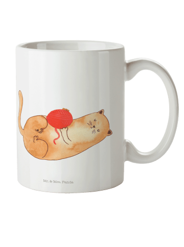 Mr. & Mrs. Panda Kindertasse Katze Wolle ohne Spruch in Weiß