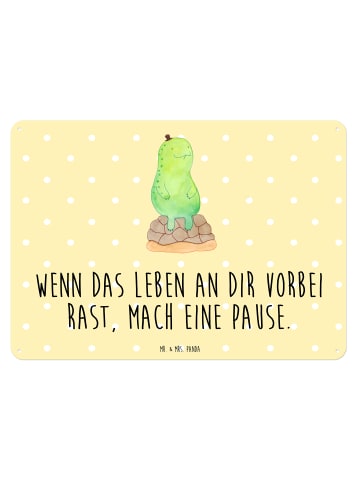 Mr. & Mrs. Panda Blechschild Schildkröte Pause mit Spruch in Gelb Pastell