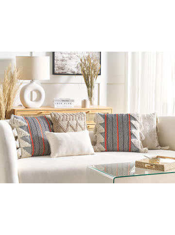 Beliani Dekokissen BOUVARDIA in Grau/Schwarz/Weiß - (W) 45 x (H) 10 x (L) 45 cm