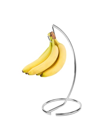 relaxdays Bananenhalter in Silber - (H)34,5 x Ø 16,5 cm