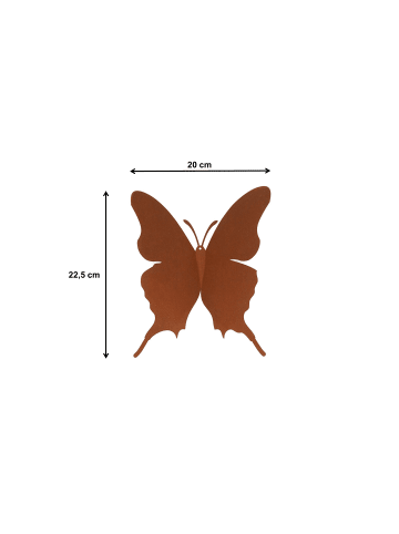UNUS 3er Set Deko Schmetterlinge Rost in Braun