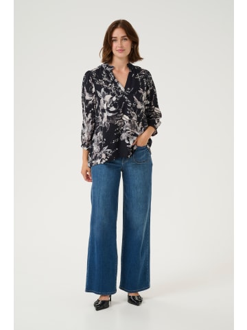 Kaffe Langarm-Bluse KAisa in Black/White Painted Flower