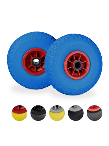 relaxdays 4x Sackkarrenrad "3.00-4" in Blau/ Rot