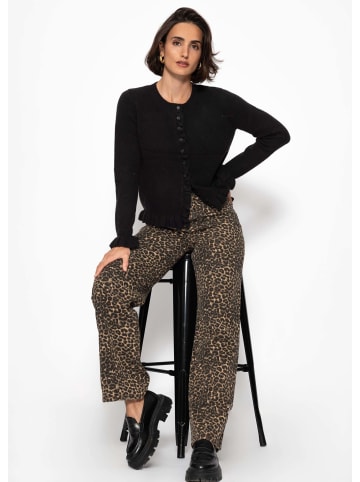 SASSYCLASSY Cardigan mit Rüschen in Schwarz