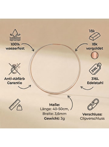 Steel_Art Layering Halskette Linea 5 bicolor in silberfarben poliert