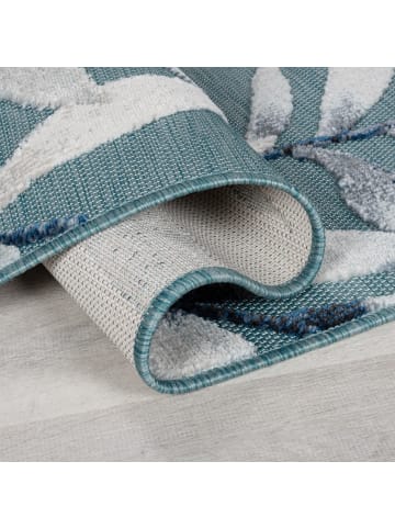 KADIMA DESIGN Eleganter Balkonteppich mit floralem Türkis-Design