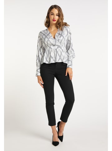 faina Damen Bluse in Wollweiss Schwarz