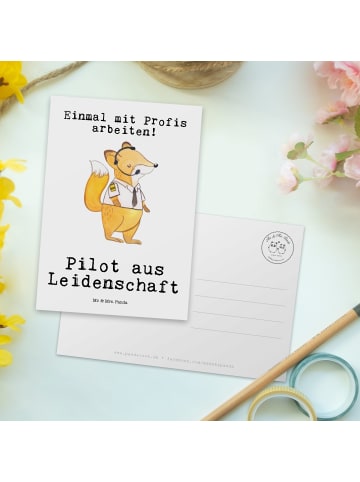 Mr. & Mrs. Panda Grußkarte Pilot Leidenschaft mit Spruch in Weiß
