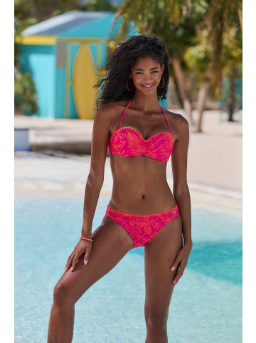 Venice Beach Bügel-Bandeau-Bikini in orange-pink bedruckt