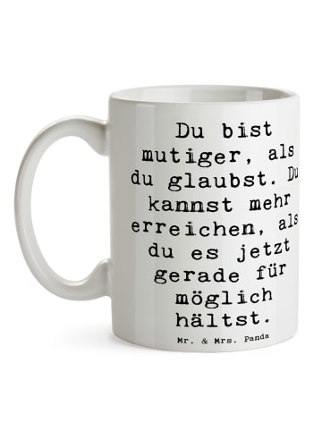 Mr. & Mrs. Panda Tasse Spruch Mut und Tapferkeit mit Spruch in Weiß