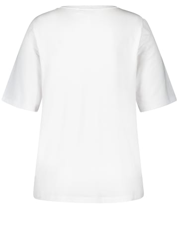 SAMOON T-Shirt Kurzarm Rundhals in White gemustert.