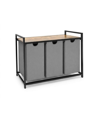 relaxdays Wäschesammler in Grau/ Natur - (B)109,5 x (H)73,5 x (T)33 cm