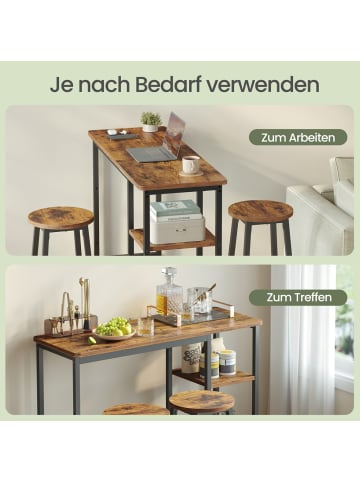 VASAGLE Bartisch Barnet in Braun-Schwarz - (B)110 x (H)90 x (T)40 cm