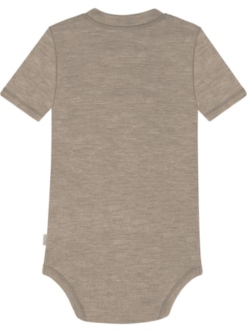 Normani Outdoor Sports Baby Kurzarm Body - 100% Bio-Merinowolle in Beige