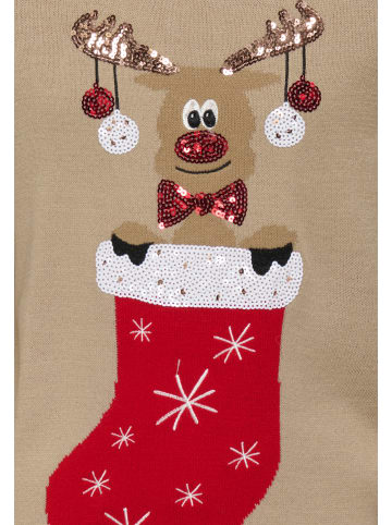 KIDS ONLY Strickpullover 'Xmas Shine' in braun