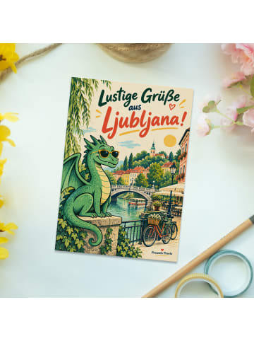 Postkarte Drache humorvoll Design mit Spruch in Weiß