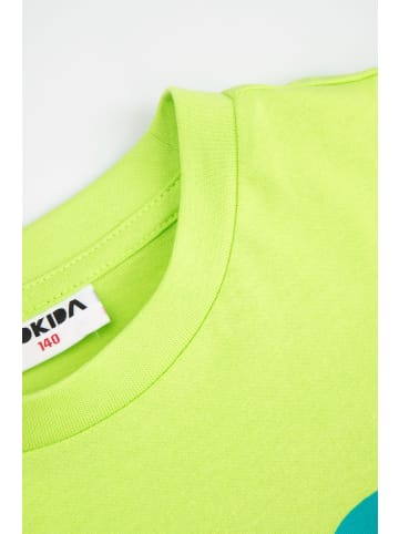 MOKIDA Baumwoll-T-Shirt mit kurzen Ärmeln in limonengrün