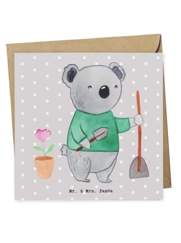 Mr. & Mrs. Panda Grußkarte Gärtner Herz ohne Spruch in Grau Pastell