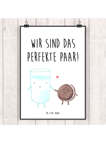Mr. & Mrs. Panda Bild Milch Keks mit Spruch in Weiß