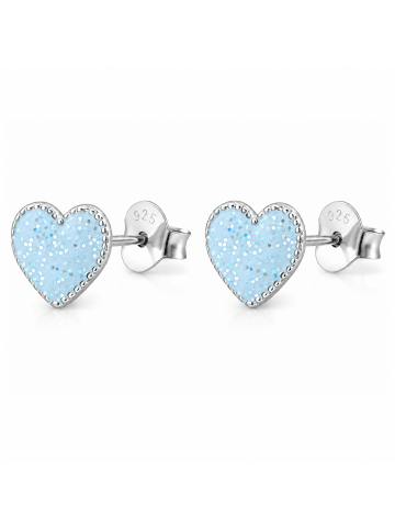 schmuck23 Ohrringe 925 Silber Herz in Hellblau