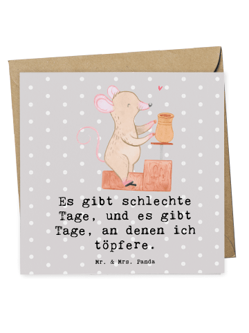 Mr. & Mrs. Panda Klappkarte Maus Töpfern mit Spruch in Grau Pastell
