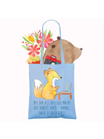 Mr. & Mrs. Panda Shopping Tasche Kollege Freude mit Spruch in Sky Blue