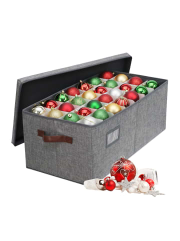 relaxdays Weihnachtskugel-Aufbewahrungsbox in Grau - (B)66,5 x (H)26 x (T)33 cm