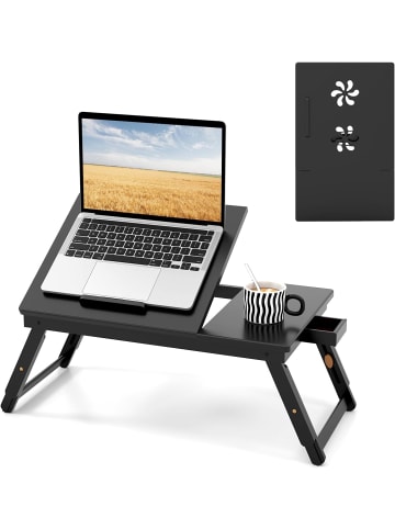 COSTWAY Bambus Laptoptisch klappbar in Schwarz