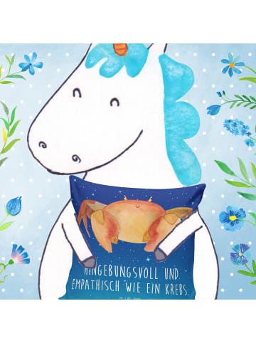 Mr. & Mrs. Panda couch kissen Sternzeichen Krebs mit Spruch in Sternenhimmel Blau