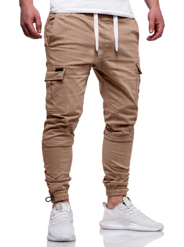 DAILY COTTON Cargohose - mit elastischem Bund Slim-Fit Jogger-Hose Jeanshose Stoffhose in Beige