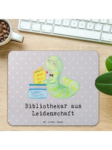 Mr. & Mrs. Panda Mouse Pad Bibliothekar Leidenschaft mit Spruch in Grau Pastell