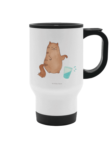 Mr. & Mrs. Panda Edelstahlbecher Katze Wasserglas ohne Spruch in Weiß