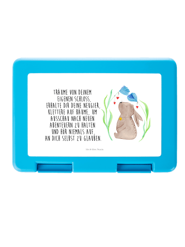 Mr. & Mrs. Panda Brotbüchse Hase Blume mit Spruch in Weiß