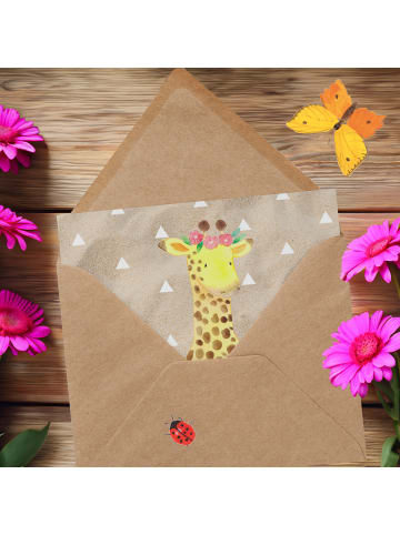 Mr. & Mrs. Panda Deluxe Karte Giraffe Blumenkranz ohne Spruch in Sandig