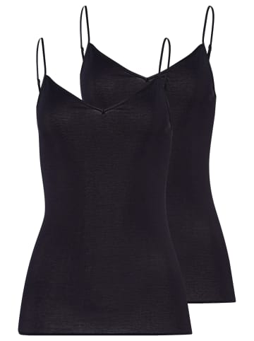 Hanro Spaghetti Top Cotton Seamless in Schwarz