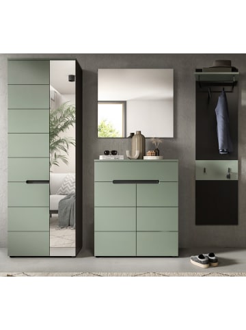 Inn.Furn Garderobe-Set Salbei und grau, Garderobe 4-teilig, 220 x 190 cm, Soft-Close