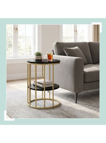 relaxdays Beistelltisch in Schwarz/ Gold - (H)57 x ø 40 cm