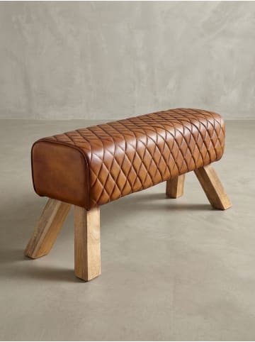 KADIMA DESIGN Sitzbank Echtleder / Massivholz 89x46x35 cm Leder Modern Turnbock