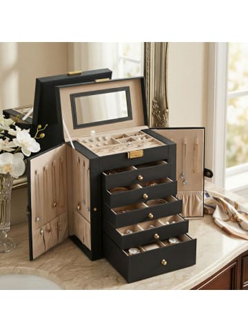SONGMICS Schmuckkasten Bridie in Schwarz - (B)15.6 x (H)32 x (T)26 cm
