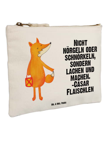 Mr. & Mrs. Panda Schminktasche Fuchs Laterne mit Spruch in Weiß