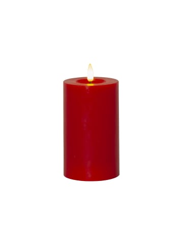 STAR Trading Kerze Flamme Flow, Wachs, Rot, Stumpenkerze, LED, Timer, Warmweiß, 15