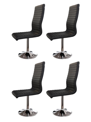 SalesFever Esszimmerstuhl 4er-Set 360° drehbar Kunstleder-Optik mit Metallfuß in Schwarz