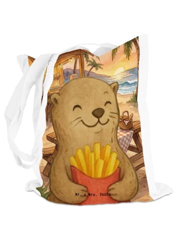 Mr. & Mrs. Panda Tote Bag Otter Pommes Design ohne Spruch in Weiß