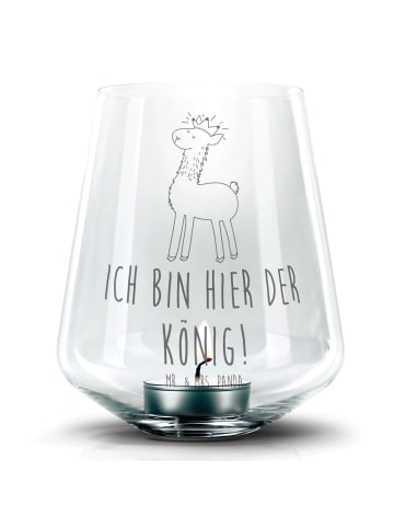 Mr. & Mrs. Panda Teelicht Glas Lama König mit Spruch in Transparent