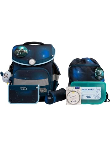 SCHOOL-MOOD Schulranzenset 7-tlg. Timeless Pro Moritz Weltall in dunkelblau